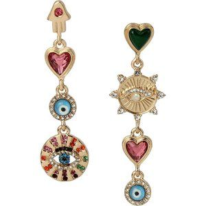Betsey Johnson Evil Eye Linear Non-Matching Earrings